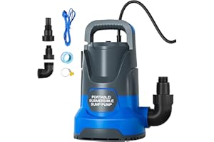 PANRANO 1HP 3500 GPH Sump Pump Submersible Utility Water Pump Portable Transfer Electric Sump Pumps with 8 Accessories for Swimming Pool Draining Garden Spa Hot Tub Pond Flood Basement Yard