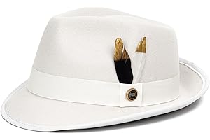 FADACHY Fedora Hats for Men & Women Short Brim Felt hat Trilby Fedora with Feather Panama Dress Hat