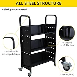 Book Cart, Three Layer Single Sided V-Shaped