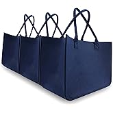 MEIANJU Felt Tote Bag, 16"x 12"x 10" Large Reusable Bags Heavy Duty Grocery Tote Bag with Handles Duty Tote Shopping Felt Bags for Grocery, Beach, Travel, Study, Gym, Gifts, Deep Blue