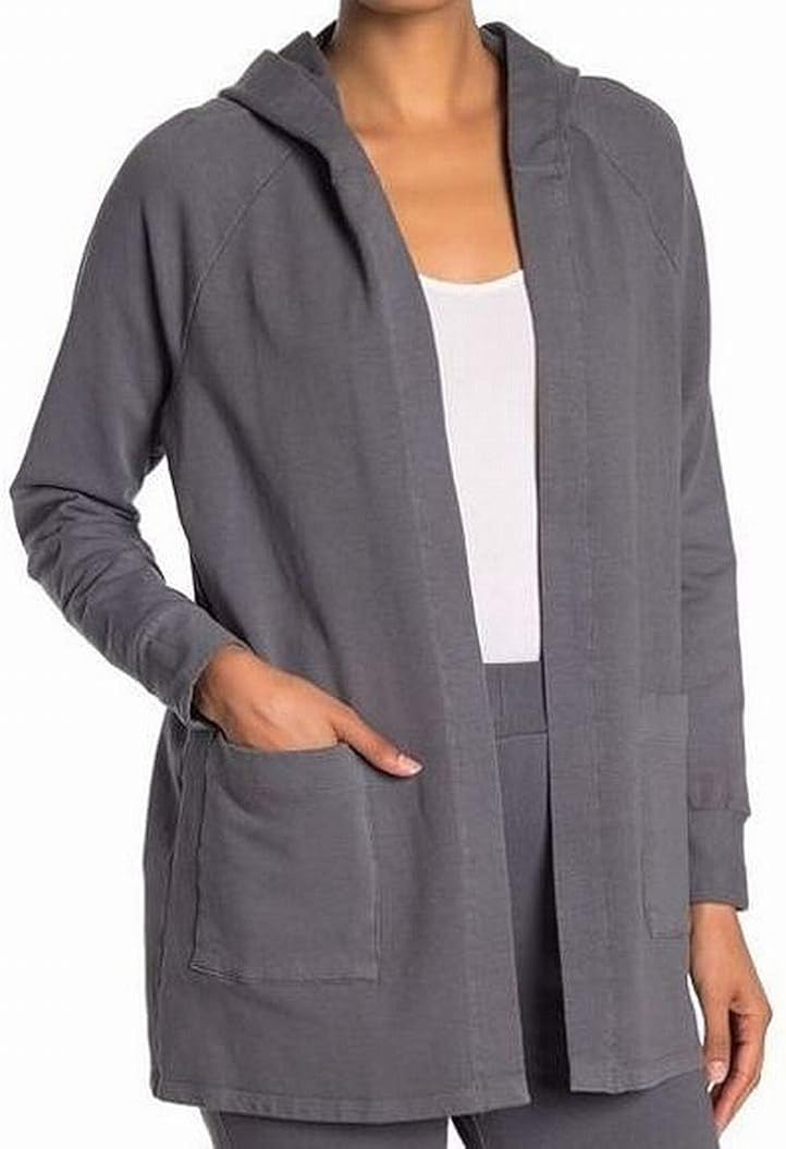 gray hooded cardigan