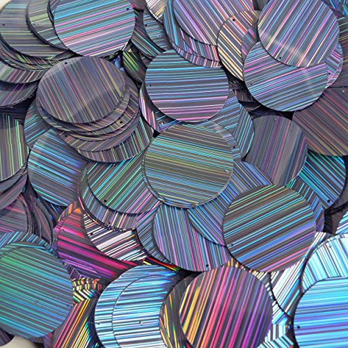 30mm Round Flat Sequins Hematite Blue Gray City Lights Metallic Reflective. Made in USA