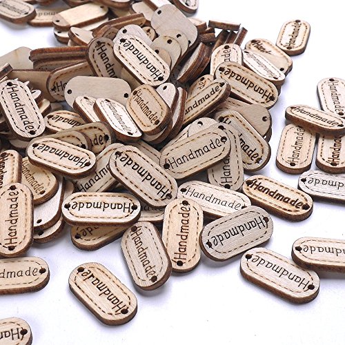 NUOMI Wooden Handmade Tags Personalized Labels 300 Pieces Oval Wood Gift Tags with 2 Holes for Crafts Hanging/Sewing Embellishments - Thumbnail 6