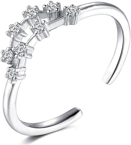 Amazon Co Jp 0基地 レディース リング 12星座 牡羊座 全12種類 シルバーリング ジルコニア 指輪 細身 フリーサイズ オープンリング ジュエリー