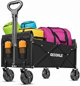 GECONLE 100L Folding Trolley Cart 100KG/220LBS with Cup Holders
