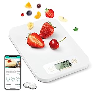 Smart Food Scale - Bluetooth Digital Kitchen Scale with Nutritional Calculator, Food Cooking Scale with Smartphone APP for Keto, Macro, Calorie, Weight Loss