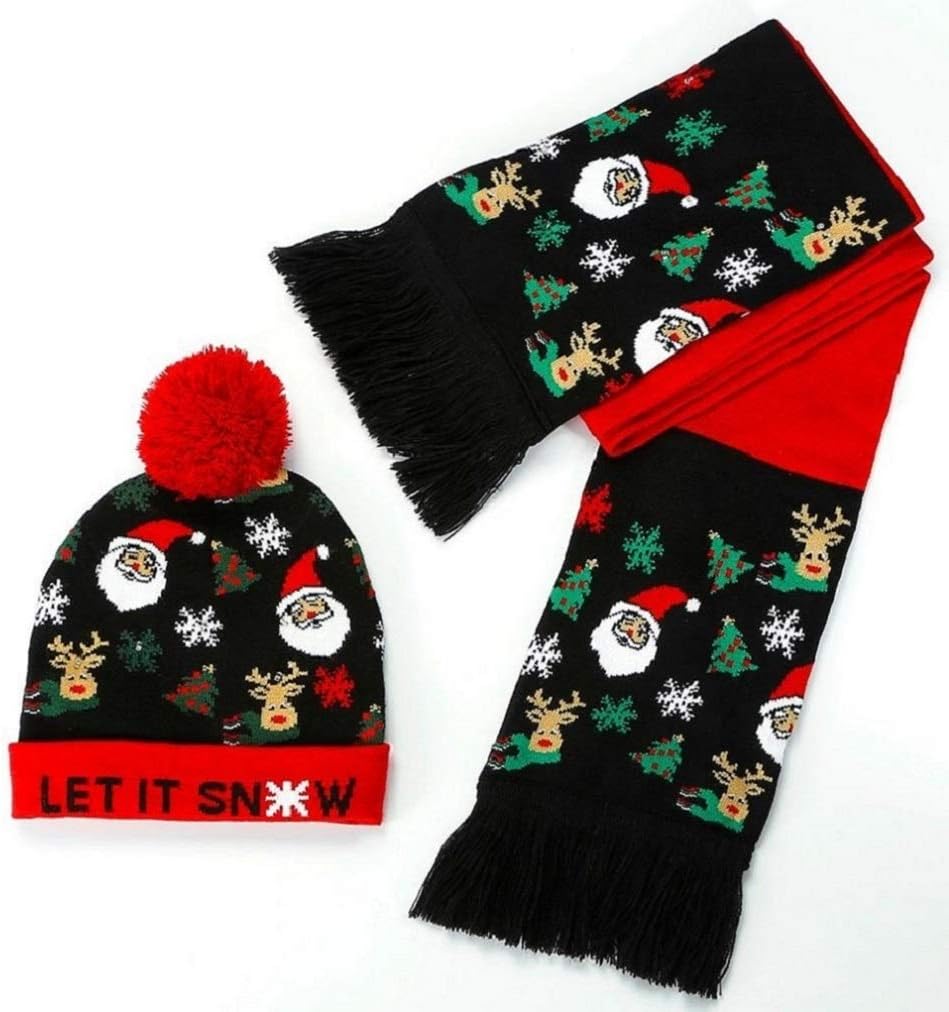 PUMICE LED Light Up Beanie Hat Christmas Cap for Women Children Gift Christmas