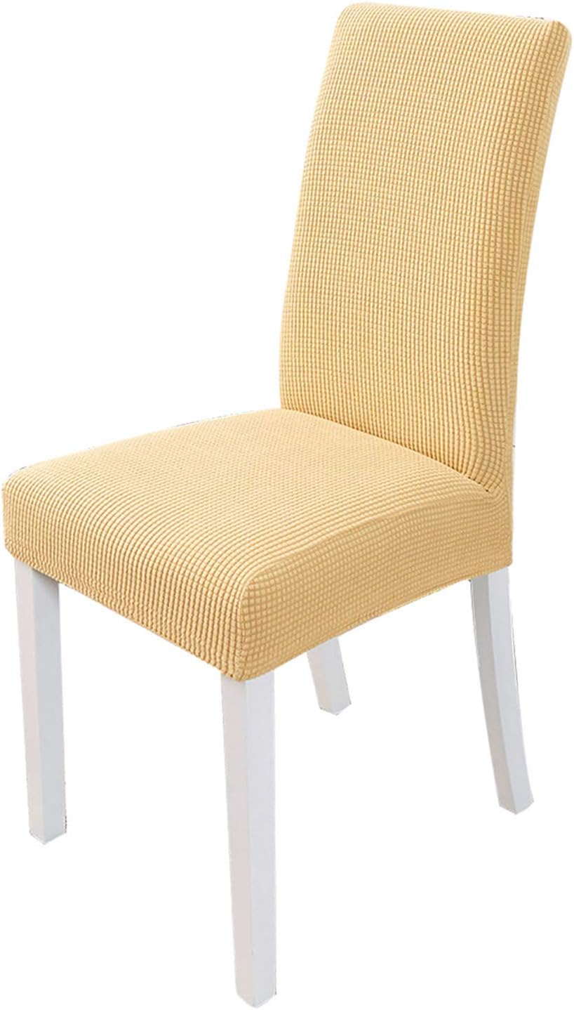 PETCUTE Chair covers stretch dining chair covers spandex chair slipcovers Beige Set of 4, lot de 4