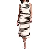 SeSe Code Womens 2 Piece Outfits Striped Matching Skirt Set Sleeveless Tank Tops and Side Slit Midi Skirts