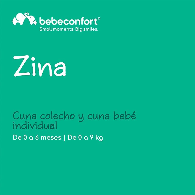 Zina Colecho Bebé y Cuna Independiente Desde el Nacimiento hasta los 6 Meses (de 0 a 9 kg), Cuna Bebé Plegable, 5 Posiciones de Altura Ajustables, Colchón Reclinable, Mineral Grey