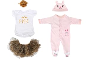 Kaydora Reborn Baby Doll Clothes for 18-22 Inch Reborn Doll Girl 2 Sets Pink&White Reborn Baby Dolls Outfits Baby Doll Clothing