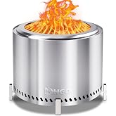 HGD 20 Inch Smokeless Fire Pit with Stand, Stainless Steel Wood Burning Stove, Outdoor Firepit with Removable Ash Pan for Backyard, Patio, Garden, BBQ and Bonfire, Silver