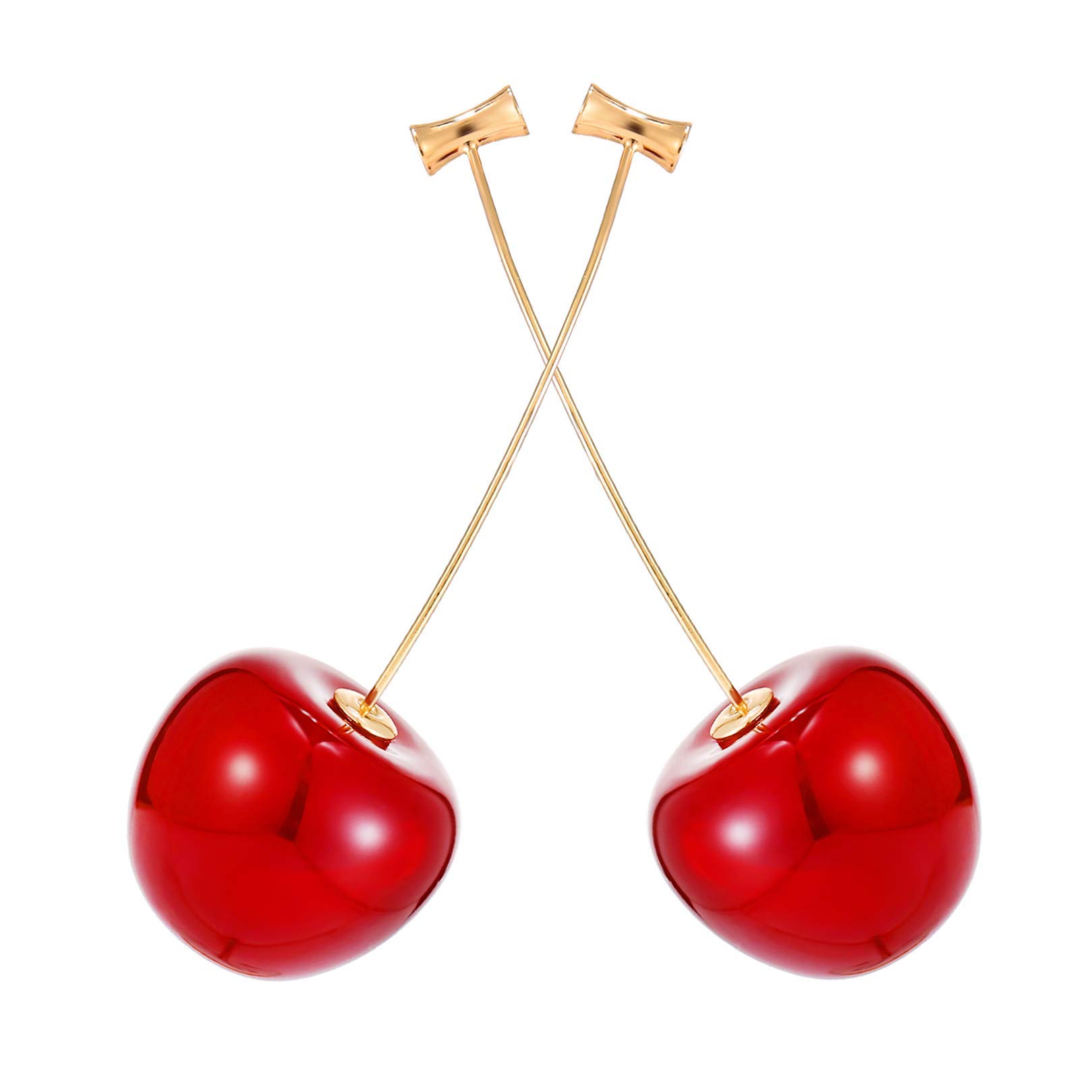 AMOR SPES Cute Earring 18K Gold Plating Cherry Stud Earrings for Women Girl Girlfriend Wife Family Best Friends Gifts Earring For Summer Beach (Small Red)