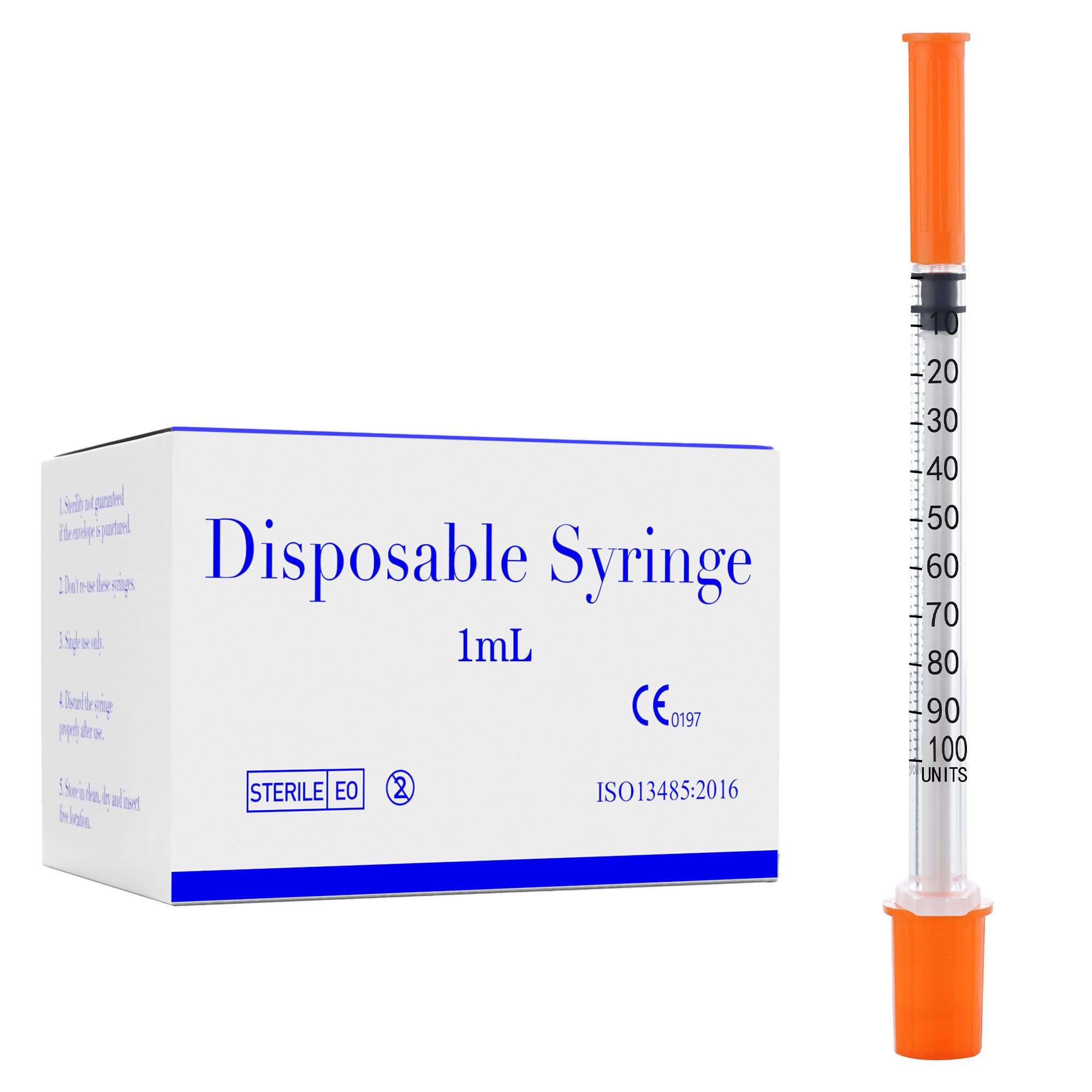 Photo 1 of 1ml/cc 31G 1/4 Inch Syringes, Disposable Syringe, Individual Wrapped, Box of 100