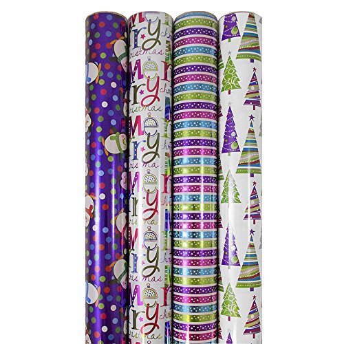 JAM Paper® Christmas Design Wrapping Paper - Confectionery Christmas - 180 Sq Ft. - 4/pack