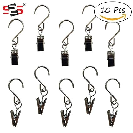 S2S String Light Hangers Stainless Steel Curtain Clips Fairy Light Clamps Metal Hooks, Silver - 10 Pieces