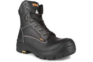 STC Footwear Morgan 8" Leather Work Boots – Waterproof Metal-Free Safety Boots with Composite Toe Cap