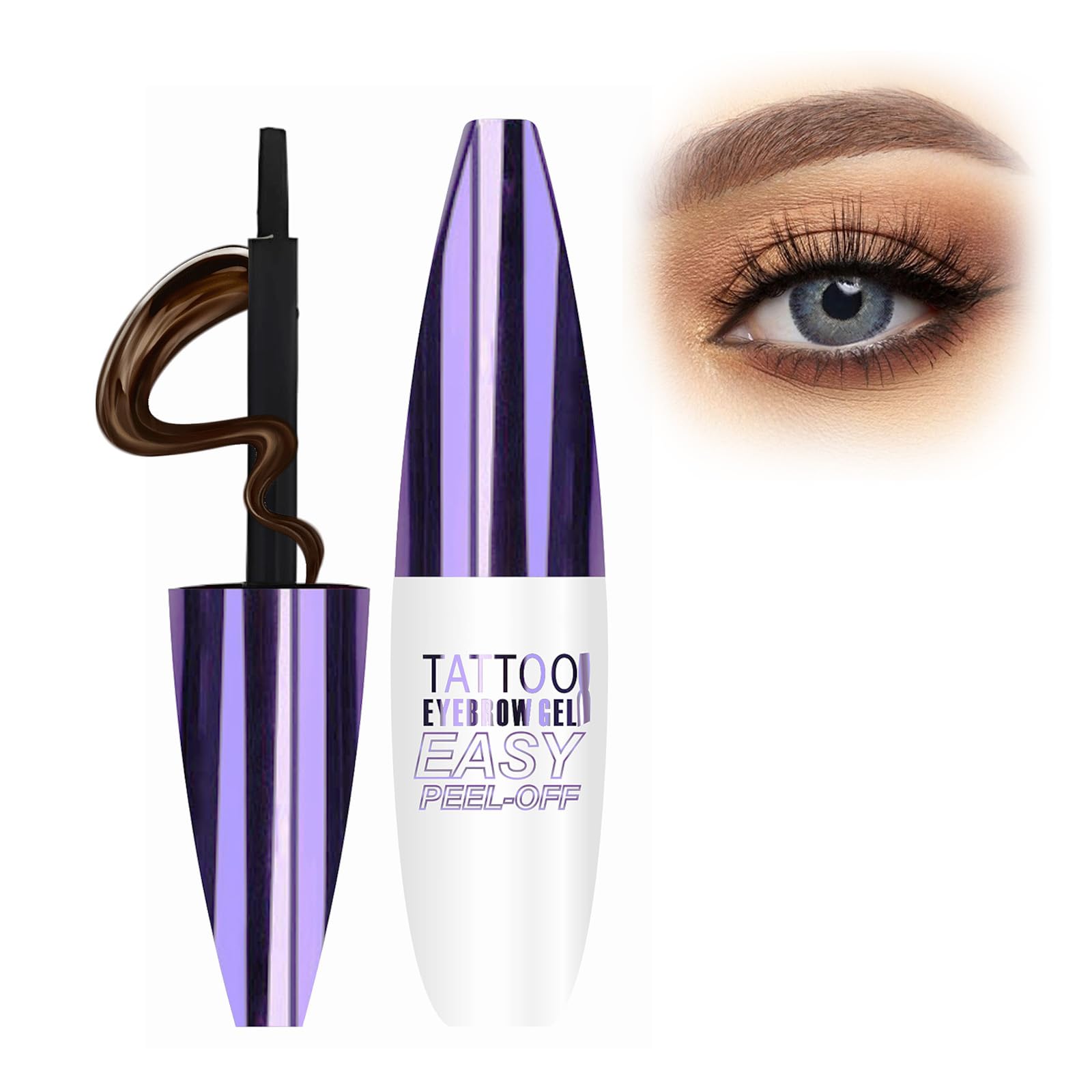 Photo 1 of Peel Off Eyebrow Gel, Light Brown Tattoo Eyebrow Gel Easy Peel Off for Women, Up to 3 Days Waterproof & Long Lasting Brow Color, Easy Application for Fuller & Defined Looking Brows (02#)