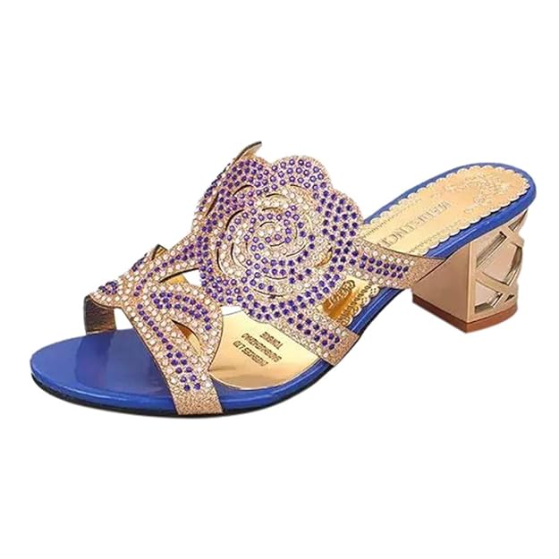 Pingtr - Damen Sandalen - Damen Mode Casual Kristall Outdoor Hausschuhe Platz Ferse Schuhe Blume Sandalen
