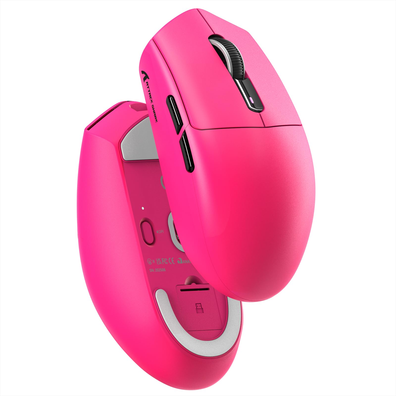 MAMBASNAKE Attack Shark G3 Wireless Gaming Mouse with Tri Mode Wired/2.4Ghz/BT,59g Ultra-Lightweight,25000 DPI,1000 Polling,PixArt PAW3311 Sensor,500mAh Long Battery,Programmable for PC Gamer(Red)