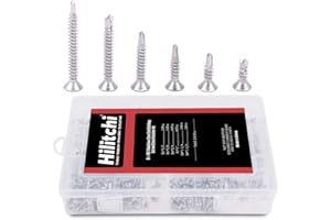 Hilitchi 240 Pcs 410 Stainless Steel Flat Head Phillips Self Drilling Screws Sheet Metal Tek Screws Assortment Kit, Modified Truss Head Self Driller - Size: #8 x 1/2" ~ #8 x 1-1/2" (Pack of 240)