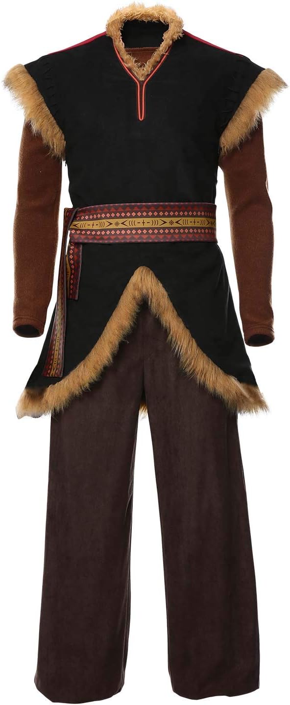 Adult Kids Kristoff 2 Costume Outfit Halloween Cosplay Tunic Shirts Vest Pants Full Set