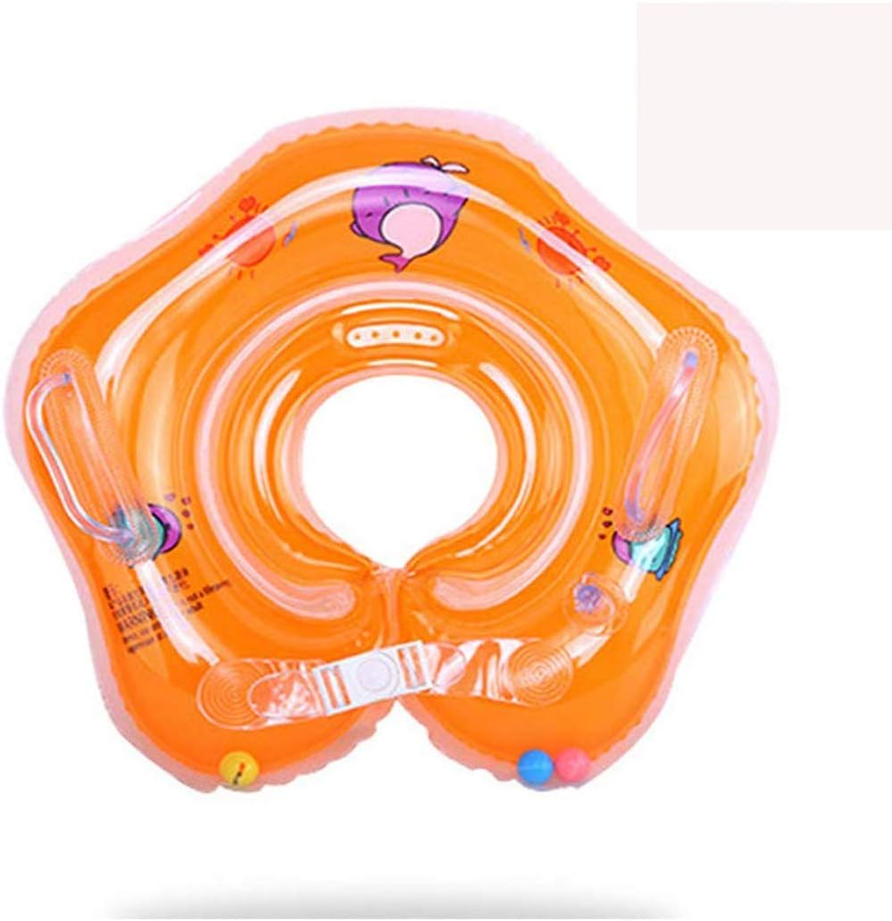 Linghuang Baby Swimming Ring Tube Safety Infant Float Circle for Newborn Baby from 0 Months to 18 Months,Made of Skin-Friendly PVC (Orange, S)