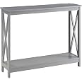 Convenience Concepts Oxford Chrome Console Table with Clear Glass Shelves