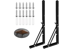 Swpeet 2 Pack 20" Folding Shelf Bracket, Heavy Duty DIY Wall Mounted Shelf Bracket Max Load 550 lb, Stainless Steel Decorativ