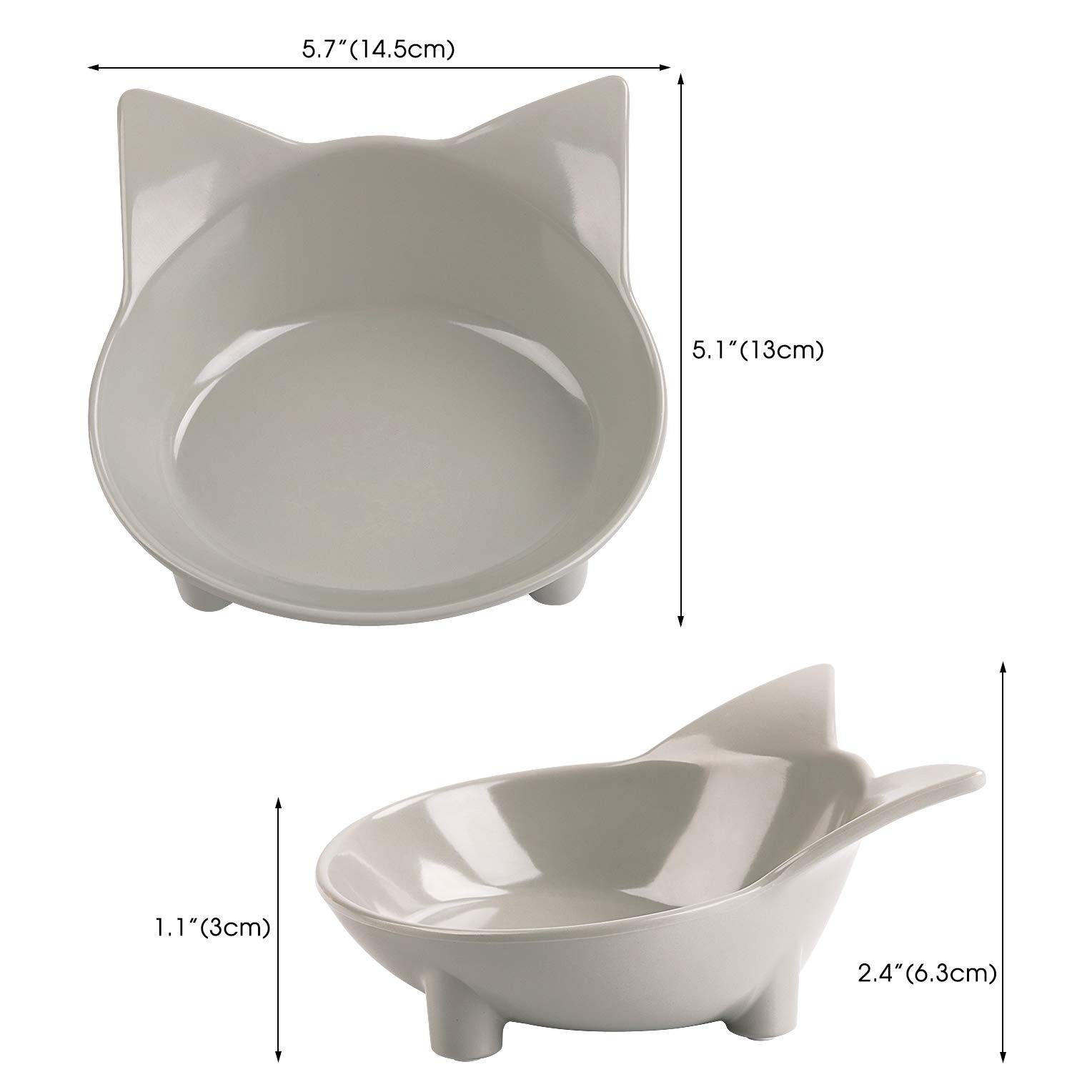 Legendog 3Pcs Cat Bowls Anti-Slip Cat Food Bowls Multi-Purpose Cat Dish Pet Feeding Bowl Cat Water Bowl (Black& White& Grey)