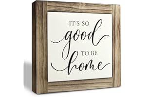 XJCUG Inspirational Wood Signs, Home Sign, Box Wood Plaques Desk Décor, Home Quote Wood Decoration for Front Door, Farmhouse Decor for Entryway, Warm Home Decor, Housewarming Gift, It's So Good To Be Home