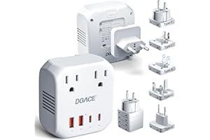 DOACE 2000W Voltage Converter US to Europe - 220V to 110V Converter for European Travel, Power Converter Adapter Combo with 2 PD/QC & UK/AU/US/IT/European Travel Plug Adapters for Hair Dryer Phone