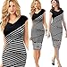 Eshion Women Striped Sleeveless Wear to Work Office Pencil Dress
