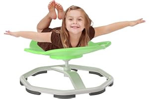 VOD VISUAL Spinning Chair with Handle, Sensory Swivel Chair for Autistic Kids, Spinning Seat with Sturdy Non-Slip Metal Base for Toddler & Children, Sit and Spin Training Body Coordination (Green)