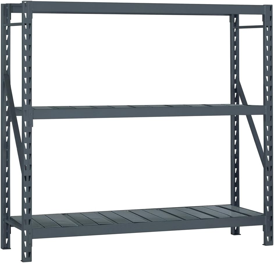 Edsal ERS964872A E-Rack Bulk Storage Rack with Steel Decking, Add-On Type, 3 Shelves, 1800 lb. Capacity, 96" W x 48" D x 72" H, Industrial Gray