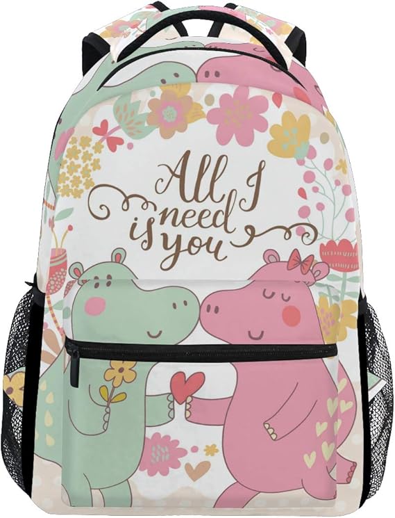 School Backpacks Hippo in The Relationship Bookbags Bag for Girls Kids