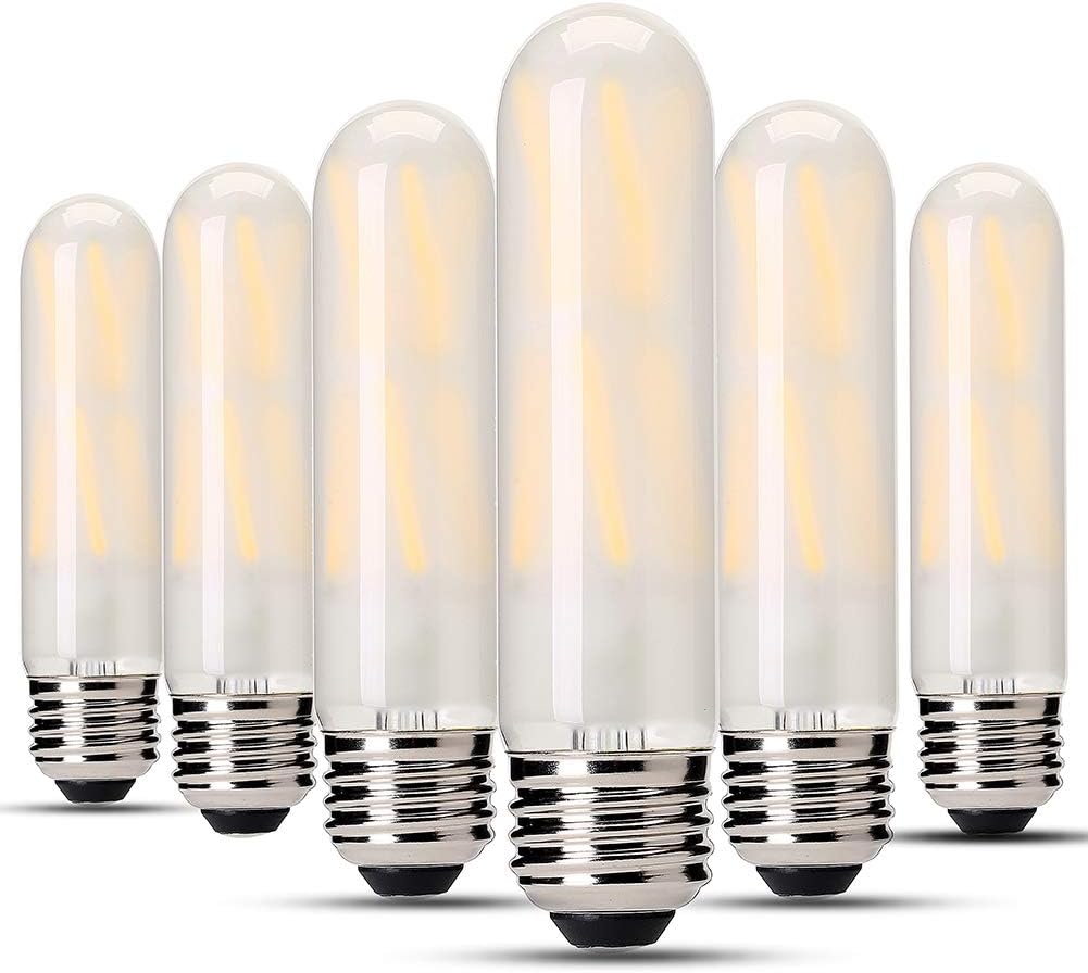 Dimmable 8W Frost Tubular LED Bulbs, 4000K Daylight White, Edison Style