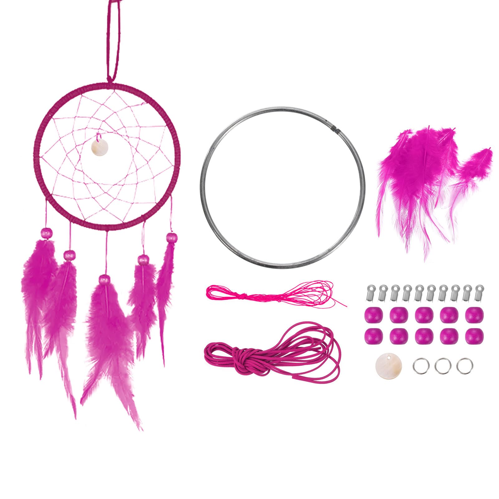 PATIKIL DIY Dream Catcher Kit, Making Dream Catcher Supplies Wall Hanging Handmade Dream Catcher Kits for Beginner Style 3, Rose Red — image 1