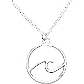 Silver wave charm necklace