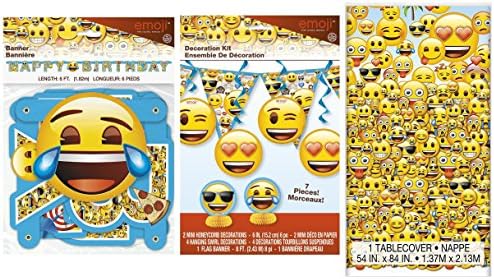 Emoji Birthday Banner, 7 Piece Decorating Kit &amp; Table cover