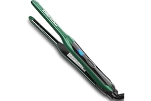 DSHOW Pencil Flat Iron, 3/10" Small Flat Irons for Short Hair, Pixie Cut and Bangs,Tourmaline Ceramic Mini Hair Straightener for Edges with Adjustable Temperature, Auto Shut Off (Green)