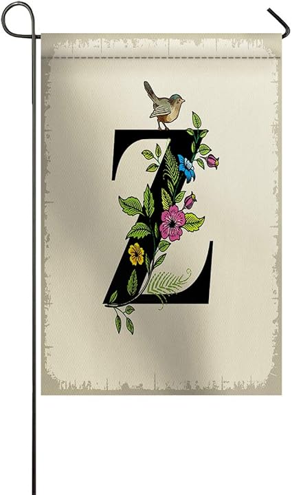 Bandera de jardín de poliéster con diseño de pájaros en Monograma con