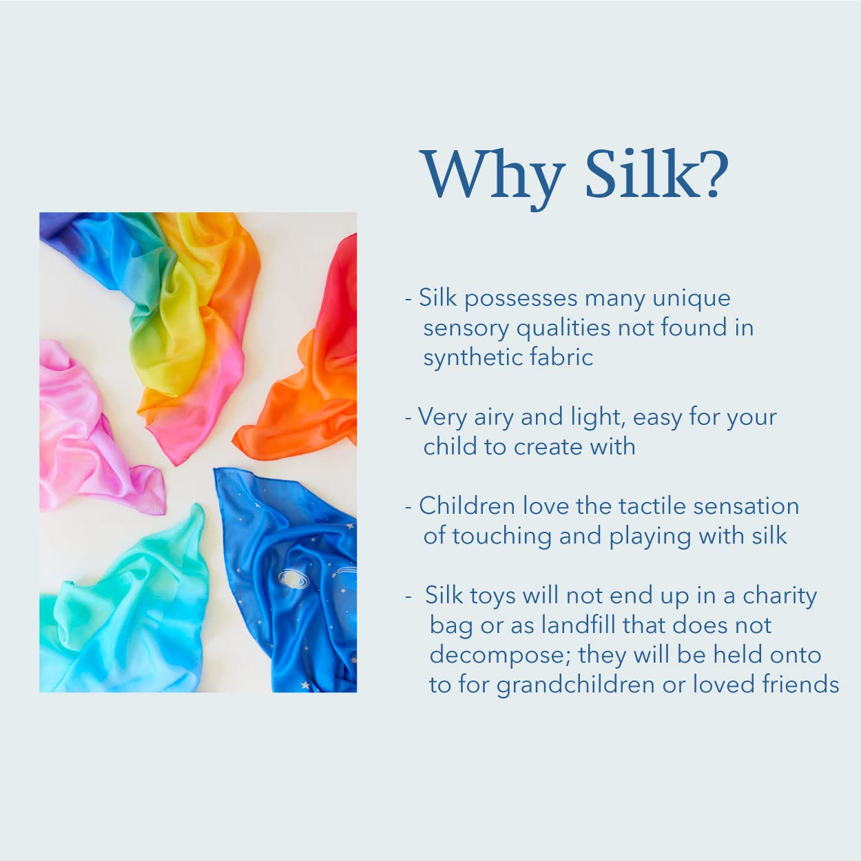 Sarah's Silks Set of 5 Enchanted Playsilks - 100% Silk Play Scarves for Kids and Toddlers | Bright Colored 35
