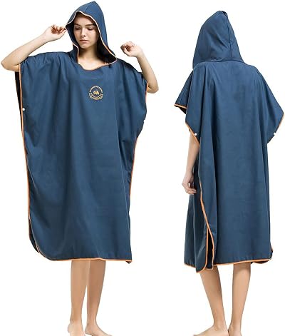 Hiturbo Changing Robe Towel Poncho with Hood Navy One Size