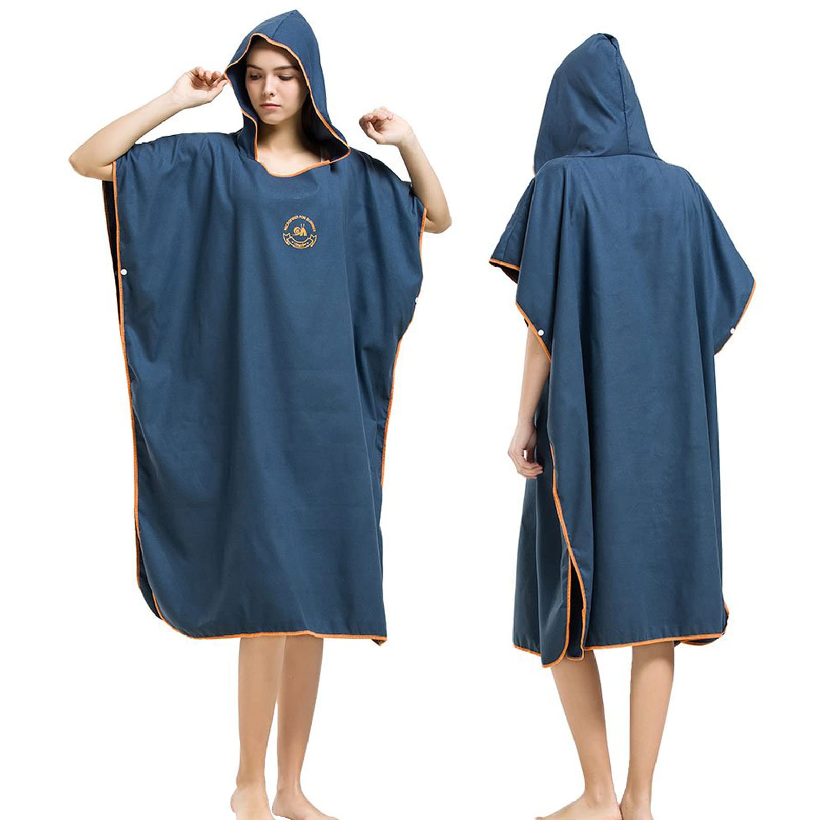 Hiturbo Changing Robe Towel Poncho with Hood for Surfing Swimming Wetsuit Changing,Compact & Light Weight,One Size Fit All Navy