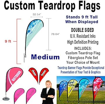 Amazon Com Custom Teardrop Flag Medium Double Sided Teardrop