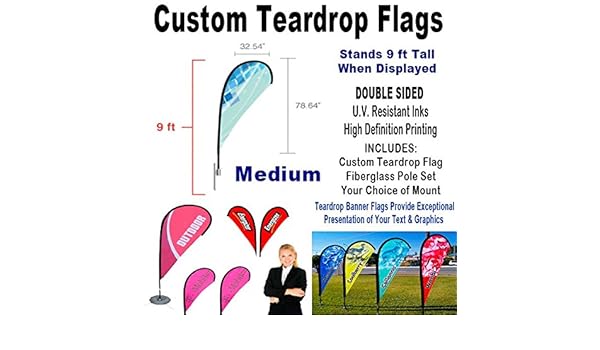 Amazon Com Custom Teardrop Flag Medium Double Sided Teardrop