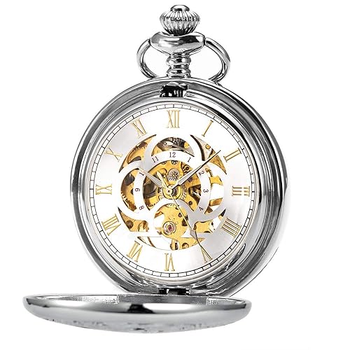 ManChDa Antique Mechanical Pocket Watches for Men Lucky Dragon