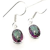 Gorgeous 4ct Mystic Topaz 925 Solid Sterling Silver Earrings 25mm