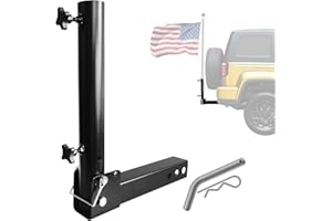LOCKIETTA Foldable Hitch Mount Flagpole Holder, Heavy Duty Flag Poles Holder Univesal for Standard 2 inch Trailer Hitch, Compatible with Jeep Truck SUV RV Pickup Camper Trailer with Anti-Wobble Screw